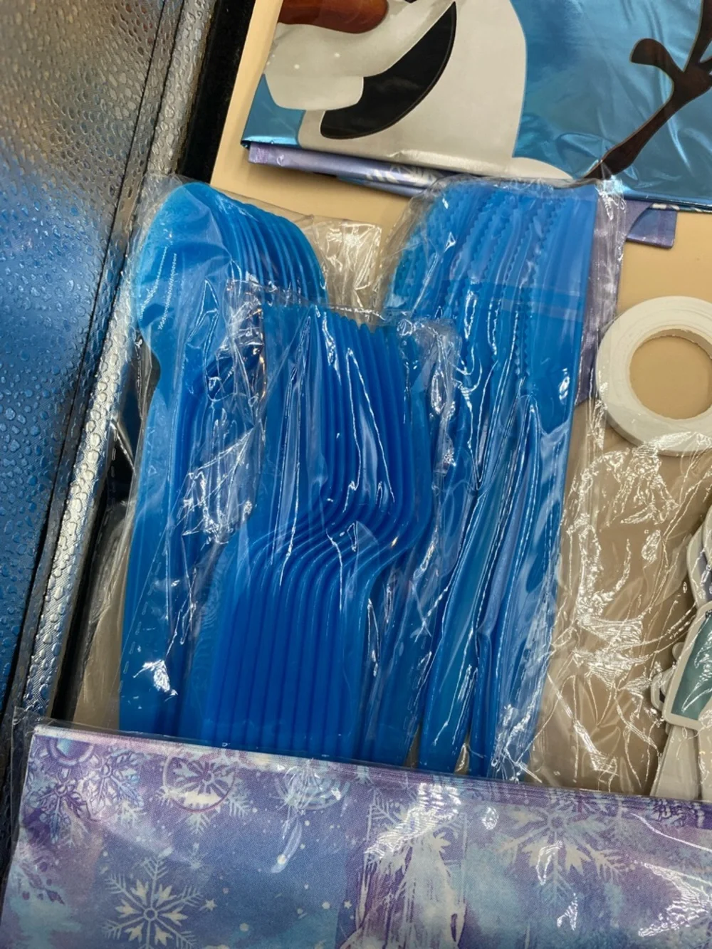 Disney Frozen Party Supplies Set - Blue, Purple, Pink serves 10 people